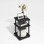Furinno Turn-N-Tube End Table, Side Table with Shelf, Darkwood (Pack of 2)