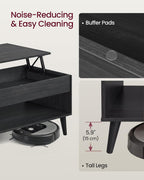VASAGLE Lift Top Coffee Table, Lift Tabletop Dining Table, Gas Spring, Hidden Compartment, Open Storage Shelf, for Living Room, Home Office, Charcoal Gray ULCT268BA01S