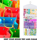 Gift Bag and Tissue Paper Storage, Hanging Organizer with Multiple Front and Back Pockets Double Sided, Organize Gift Wrap and Paper Bags 38 x 16 Inch (White)