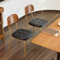 Mid Century Modern Dining Chairs Set of 2, Retro Chair with Faux Leather Upholstered Seat & Solid Wood Backrests & Vintage Distressing Metal Legs & Leg Protectors for Kitchen Dining Room (Black)
