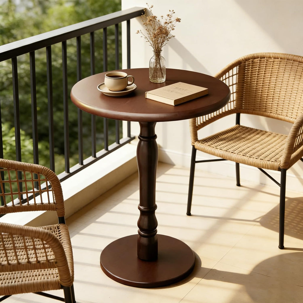 YUNMUARY-Vintage Round End Table with Storage Solid Wood Bedside Tables Wooden End Tables Circle Nightstands Living Room Side Table for Small Spaces Bedroom Side Tables Modern Coffee Table for Balcony