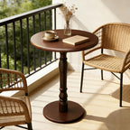 YUNMUARY-Vintage Round End Table with Storage Solid Wood Bedside Tables Wooden End Tables Circle Nightstands Living Room Side Table for Small Spaces Bedroom Side Tables Modern Coffee Table for Balcony
