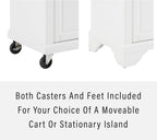 Crosley Furniture Avery Rolling Kitchen Island Storage Cart with Shelves, Microwave Stand, Coffee Bar, Distressed White
