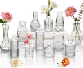 Clear Glass Bud Vase Set of 12 Pcs,Small Bud Vases in Bulk,Glass Crystal Flower Vases Table Centerpieces for Party Event Wedding Decor Baby Shower Decorations (Clear, 12 Pcs)