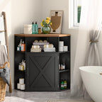 Vabches Corner Cabinet, Corner Storage Shelf with USB Ports and Outlets Industrial Organizer for Small Space Wooden 6-Cubby Bookshelf for Study, Playroom, Living Room (Black and Brown)