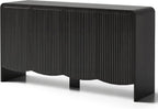 Seang Fluted Sideboard Buffet Cabinet with Storage,58" Modern Sideboard Cabinet with Curved Design & Adjustable Shelves,Wood Console Table for Living Room,Entryway,Kitchen,Black
