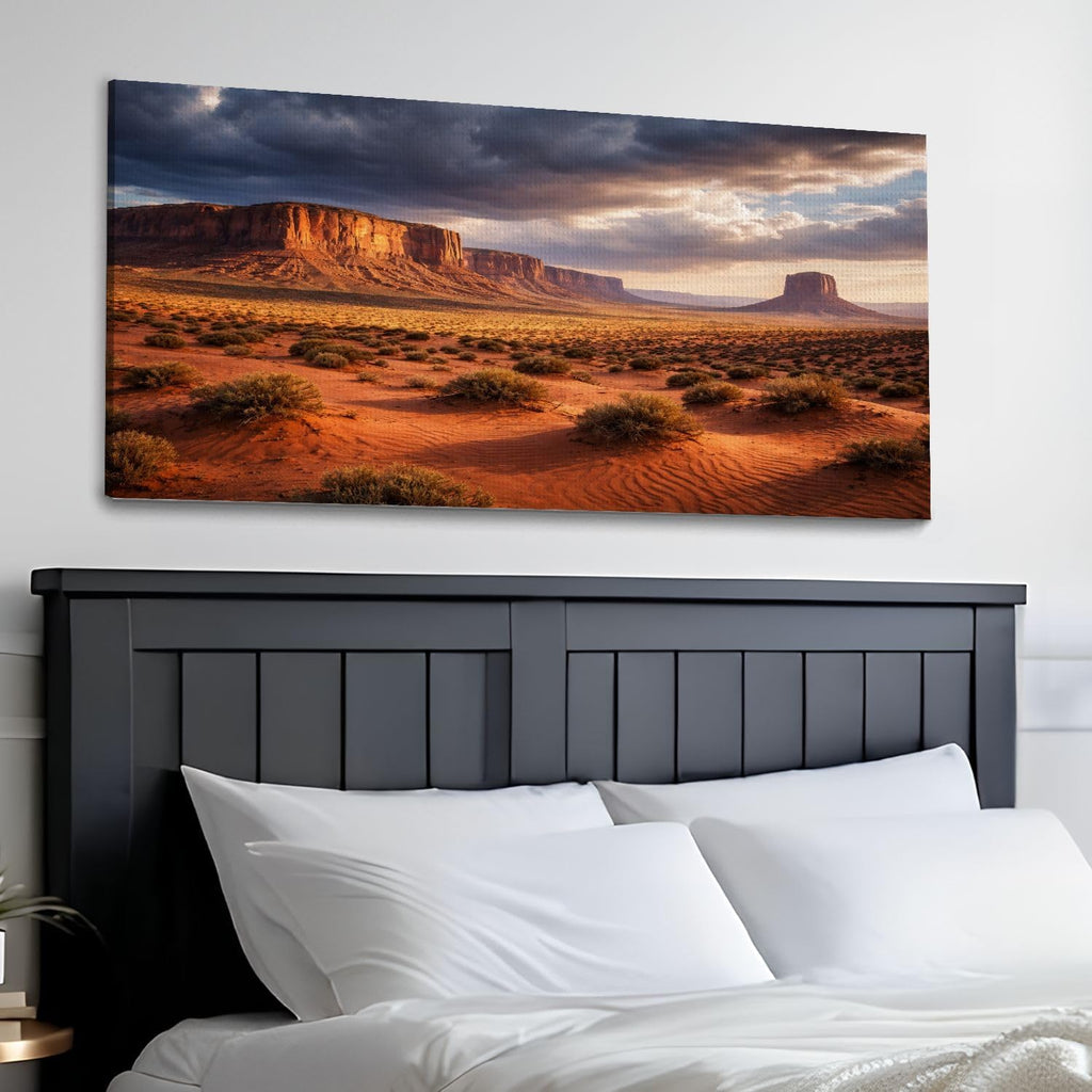 30"x 60" Canvas Wall Art Red Desert Mesa Landscape Dramatic Clouds Golden Light Framed Pictures Painting Prints Large Wall Art for Living Room Bedroom Abstract Home Wall Decor Artwork