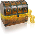 Yonune Birsppy Aeiniwer IOTC Kids Pirate Treasure Chest Made of Solid Wood Medium Antique Storage Decorative Loot Chest Pirate Party, 8" x 6" x 6"