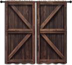 Farmhouse Barn Wood Door Boy Girls Blackout Curtains,Rustic Farm Vintage Farmhouse Door Fashion Style, 2 Panel Rod Pocket Thermal Insulated Drapes for Bedroom, Living, Kids Teen Room Deco 42x45 inch