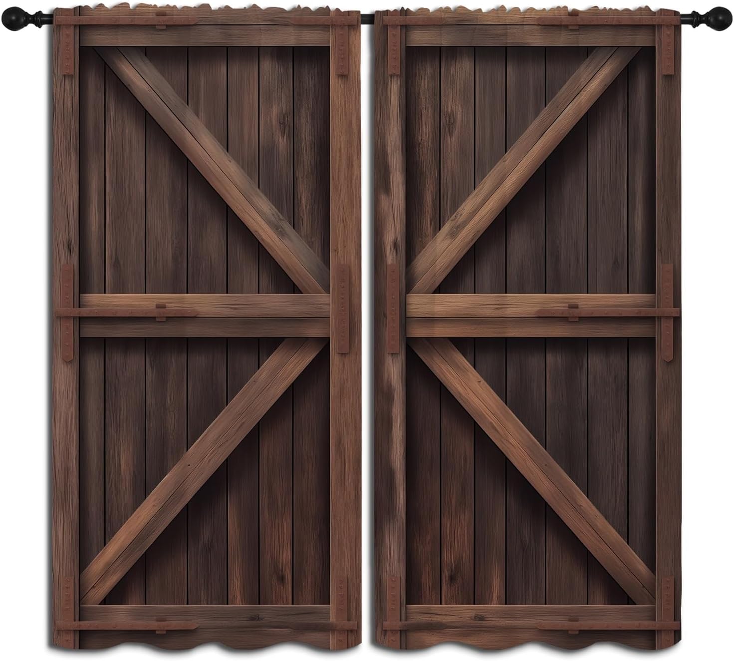 Farmhouse Barn Wood Door Boy Girls Blackout Curtains,Rustic Farm Vintage Farmhouse Door Fashion Style, 2 Panel Rod Pocket Thermal Insulated Drapes for Bedroom, Living, Kids Teen Room Deco 42x45 inch