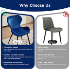 Velvet Dining Chairs Set of 4, Mid Century Modern Plain Color Upholstered Chair with Backrest Metal Legs for Kitchen, Bedroom, Living Room and Office, Blue(Only Chairs)
