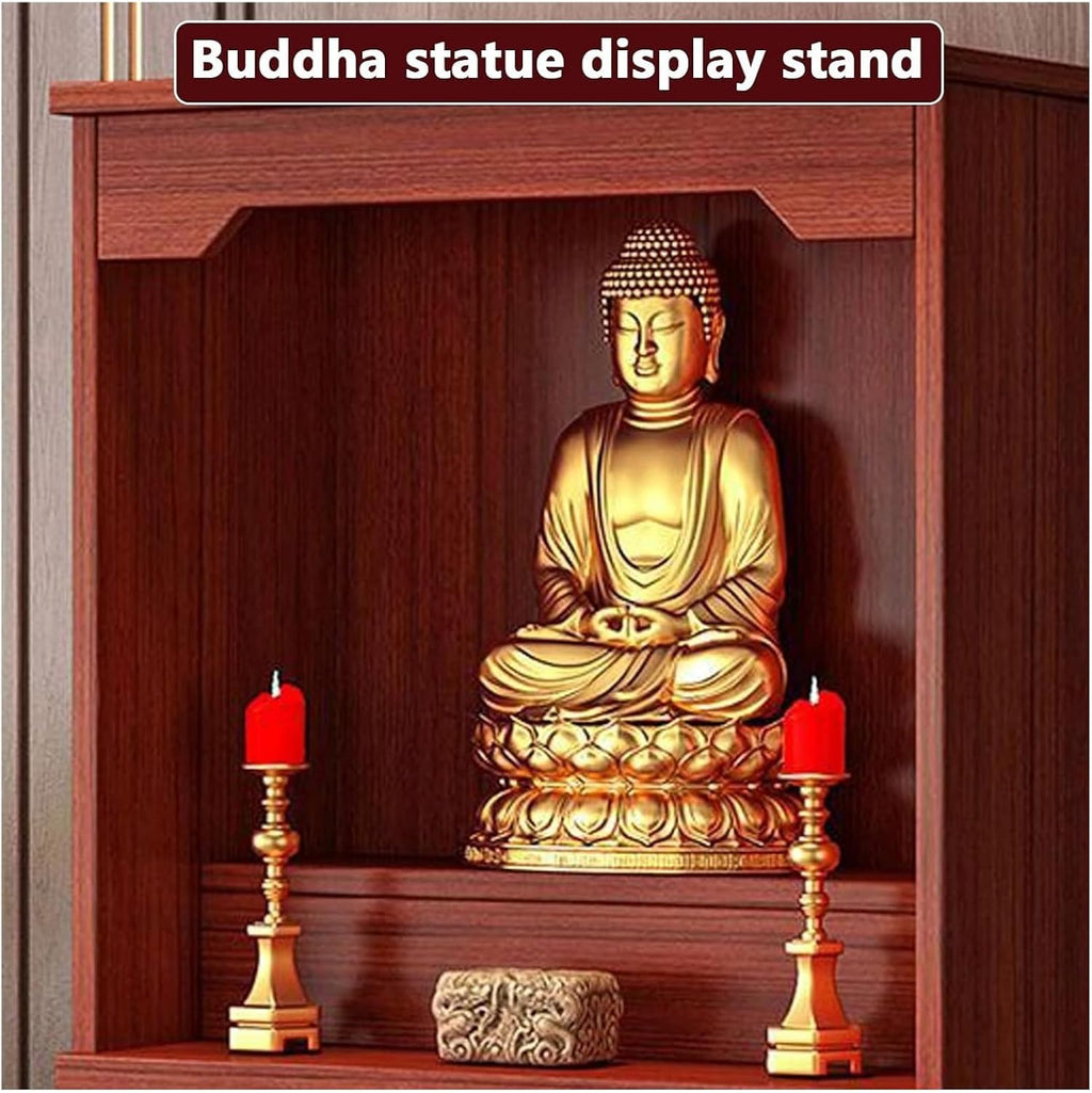 Meditation Altar Table with Storage – 31.5in Red Buddhist Shrine for Prayer & Relaxation, Decorative Prayer Stand Cabinet for Home Meditation & Spiritual Practices(Natural,50cm/19.6in)