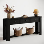 Tribesigns 70.9-Inch Long Console Table with 3 Drawers, Farmhouse Entryway Table with Storage, Rectangular Narrow Sofa Table Behind the Couch, Accent Table for Hallway, Living Room, Entry, Black