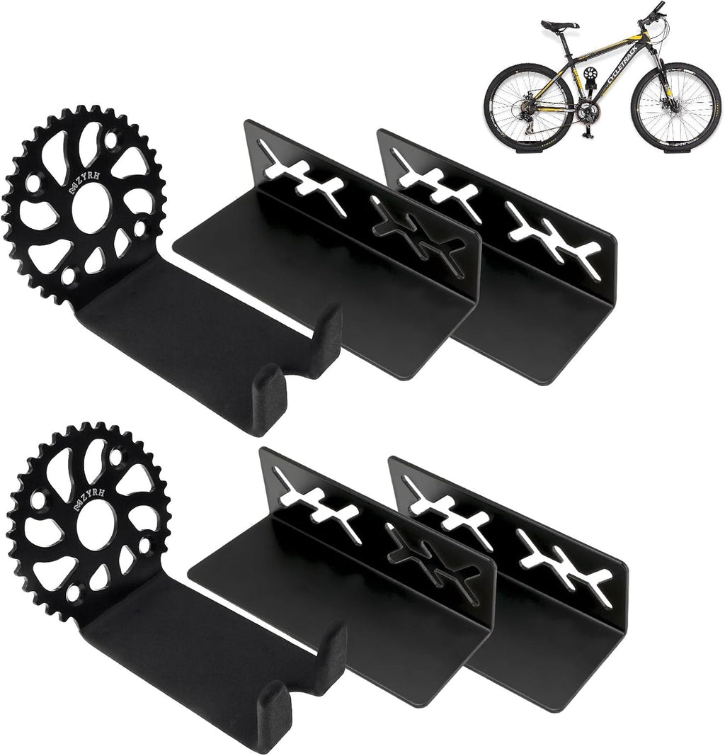 MZYRH Heavy Duty Bike Wall Mount, Stainless Steel, 2 Pack, Bicycle Storage Rack, Ideal for Road, Mountain or Hybrid Bikes