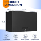 Yizosh Metal Garage Wall Cabinet with Doors and Shelves, Wall Mounted Metal Storage Cabinet, Floating Garage Tool Cabinet for Garage, Basement, Kitchen, Warehouse (Black, 21.6" H)