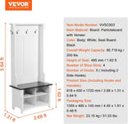 VEVOR Hall Tree Entryway Bench, Coat Rack with Shoe Storage, 32" Wide Mudroom Bench with Seating and Adjustable Shelves, 5 Hanging Hooks and 4 Storage Drawers, for Mudroom, Entryway, Hallway