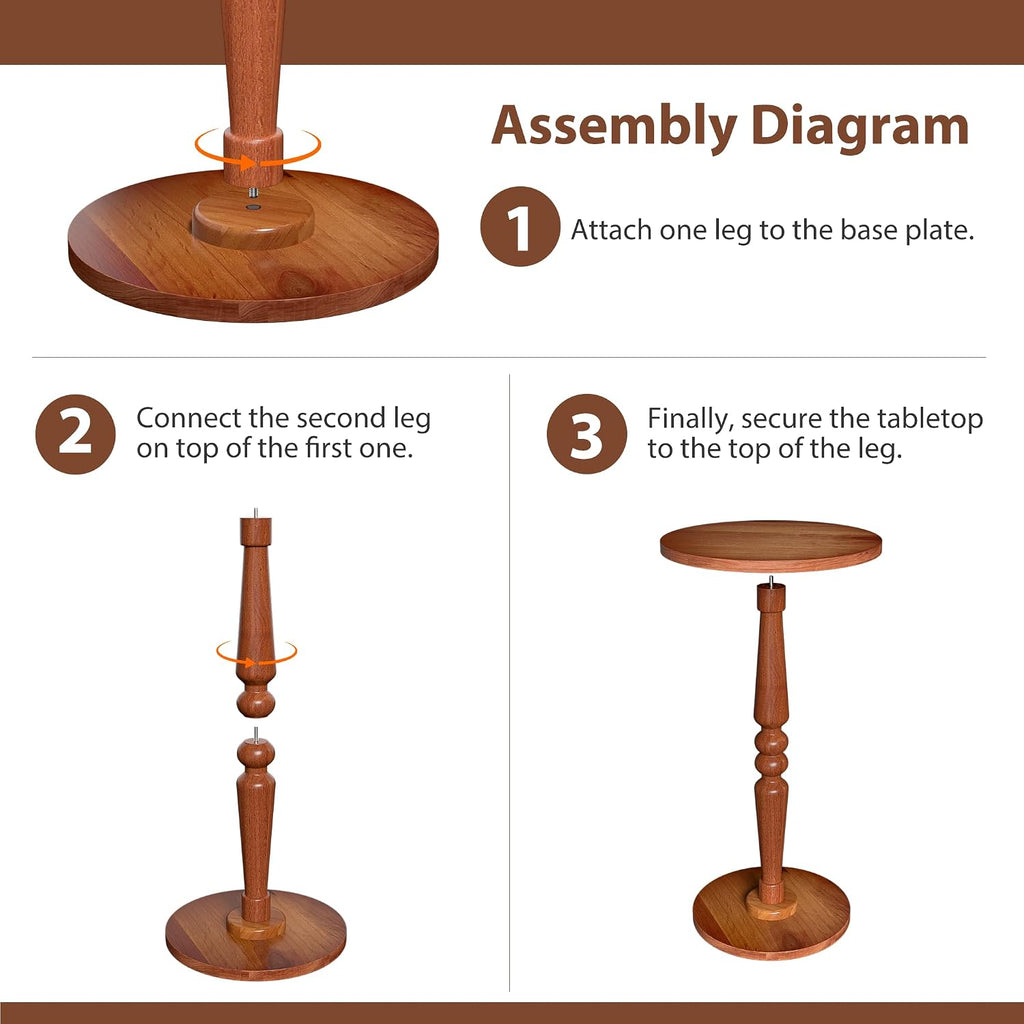 Small Wood Round Side Table - Accent Nightstand Pedestal Table for Living Room, Bedroom - Compact Coffee Table, Tea Table, Drink Table, End Table for Small Spaces, Corners, Office