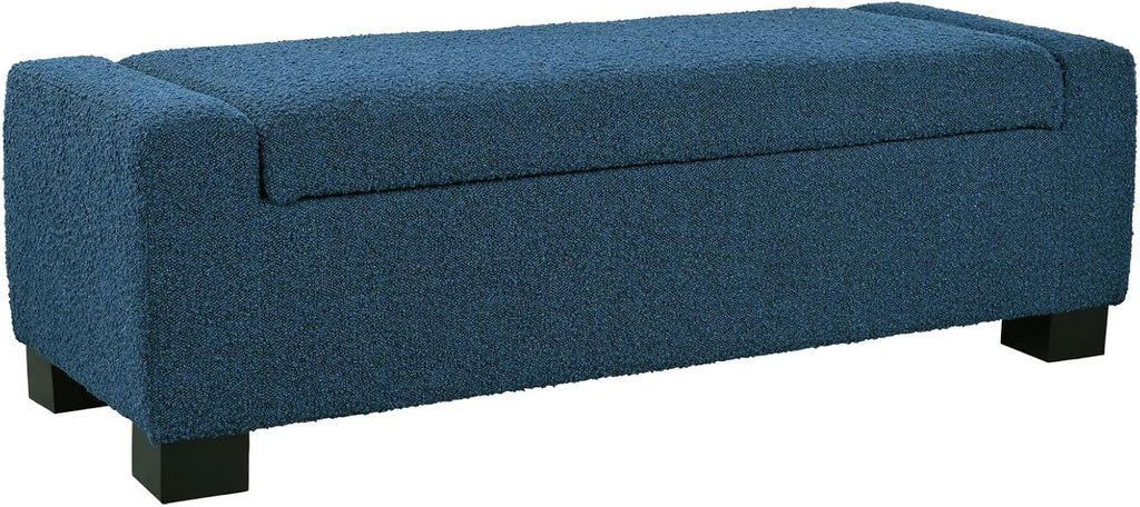 Merax 50" Ottoman Bench with Storage, Upholstered Seating Foot Rest Stool Furniture for Bedroom, Living Room, Entryway, Blue