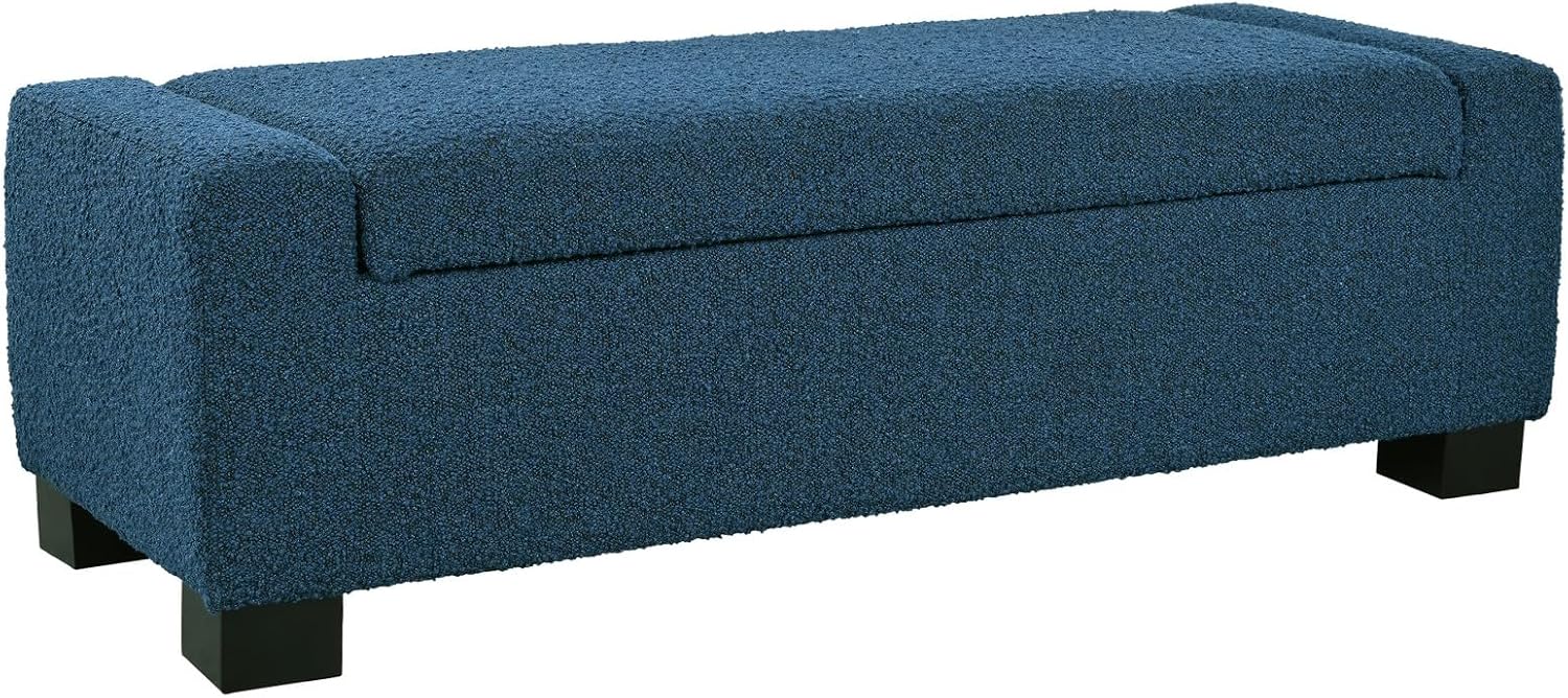 Merax 50" Ottoman Bench with Storage, Upholstered Seating Foot Rest Stool Furniture for Bedroom, Living Room, Entryway, Blue