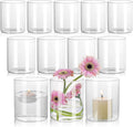 SUPMIND 12Pcs Glass Cylinder Vase for Centerpieces 5 Inch Clear Flower Vases Bulk, Glass Hurricane Candle Holder Small Floral Vases for Table, Floating Candle Vase for Wedding Home Décor
