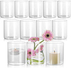 SUPMIND 12Pcs Glass Cylinder Vase for Centerpieces 5 Inch Clear Flower Vases Bulk, Glass Hurricane Candle Holder Small Floral Vases for Table, Floating Candle Vase for Wedding Home Décor
