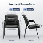 Modern Conference Room Chairs with Arms, PU Leather Padded Guest Chair with Welded Steel Frame, Ergonomic Office Reception Chair, 300LBS, Waterproof & Easy to Clean,Black,Set of 4