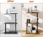 IBUYKE 360° Swivel Height Adjustable Side Table, C Shaped End Table for Small Spaces Sofa/Bed, with Storage Shelf, 3-Tier Night Stand for Living Room, Bedroom,Retro Brown UTVT006H