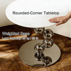 Small Round End Table, Marble Top Metal Side Table, Slim Accent Desk for Small Spaces, Living Room, Bedroom, 17.7"x19.7"(Green)