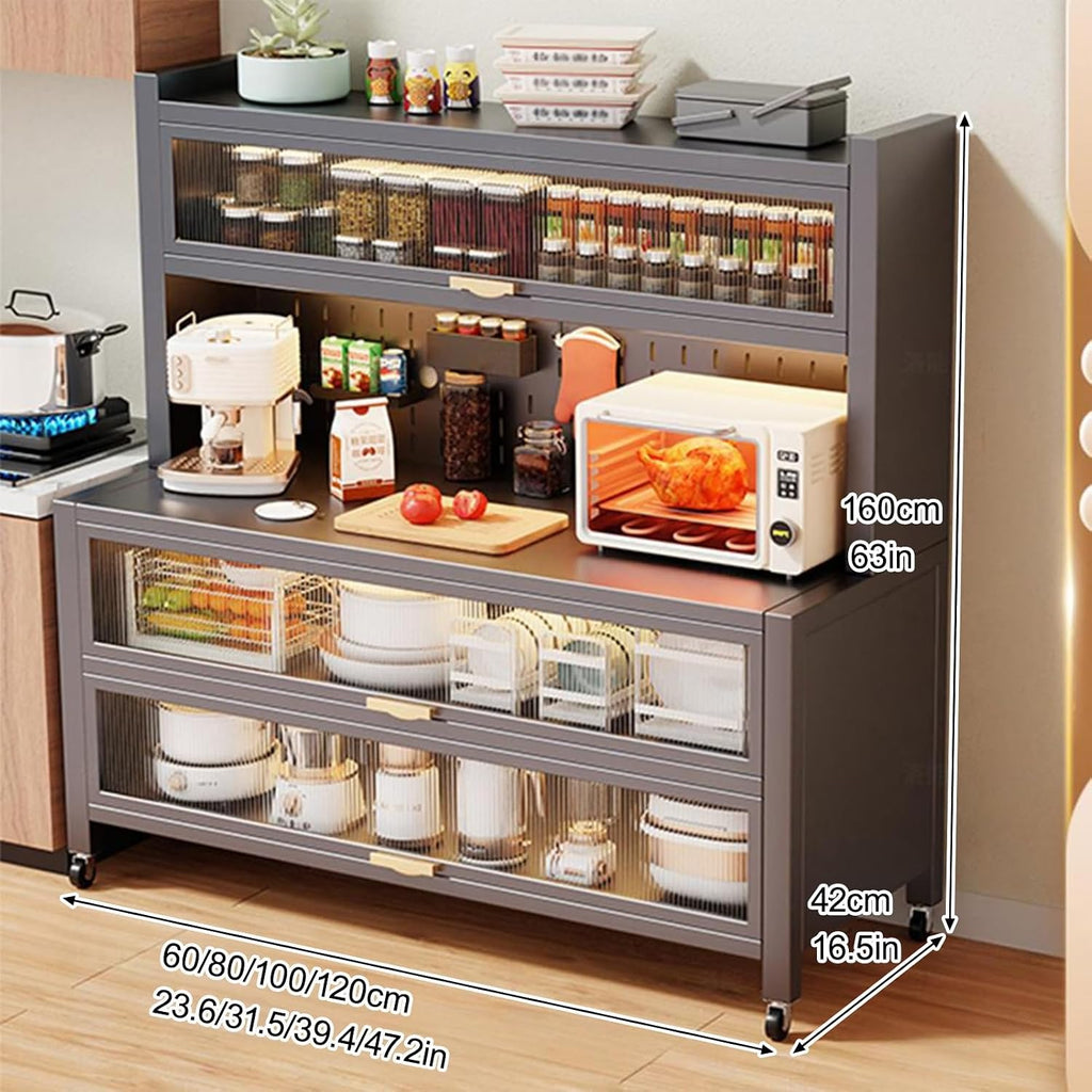 Kitchen Pantry Cabinet, Hutch Cabinet with Storage， Freestanding Cupboard, Tall Storage Cabinet with Adjustable Shelves, for Kitchen Living Room and Dinning Room(White,160x80cm/63x31.5in)