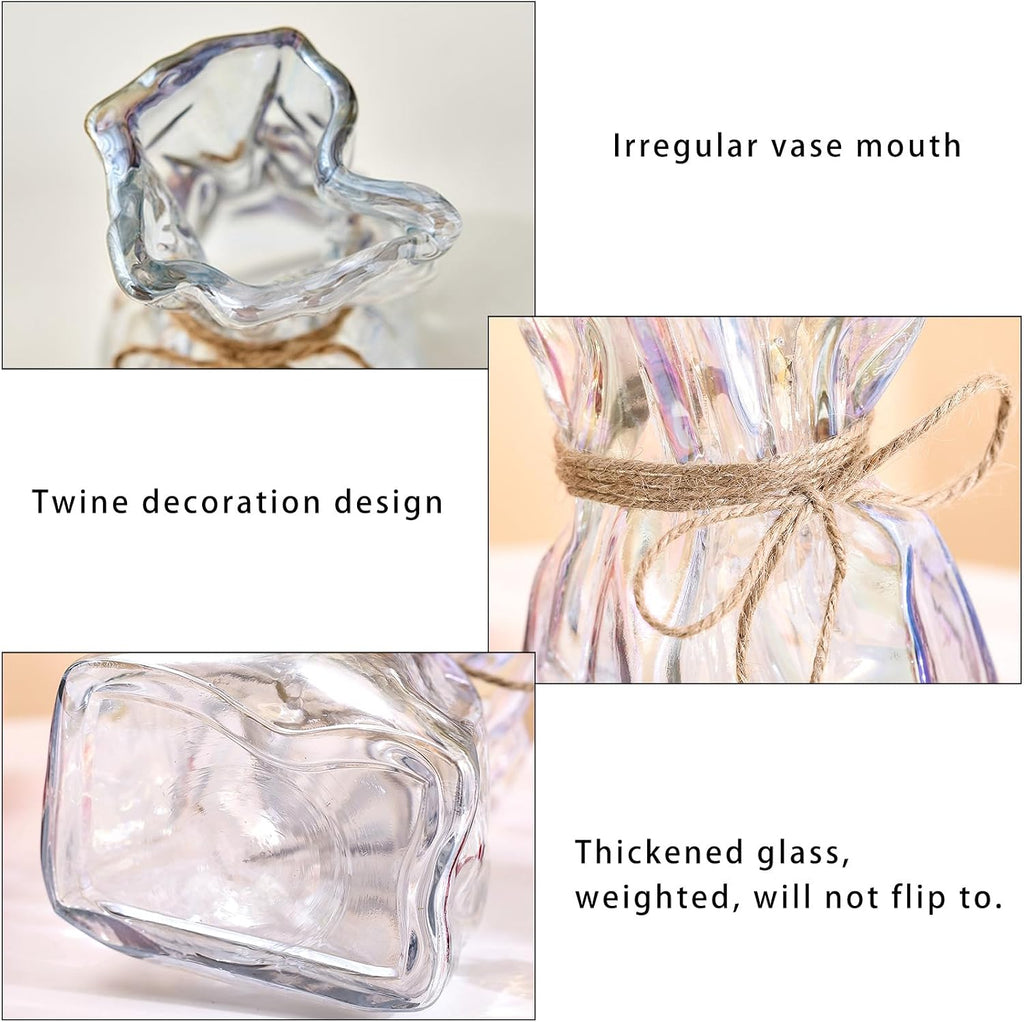 Colorful Irregular Shaped Modern Minimalist Glass Vase - Fashionable Multi-Use Home Decor for Flowers, Centerpiece, Kitchen, Office, Wedding & Holiday