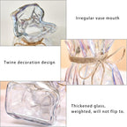 Colorful Irregular Shaped Modern Minimalist Glass Vase - Fashionable Multi-Use Home Decor for Flowers, Centerpiece, Kitchen, Office, Wedding & Holiday