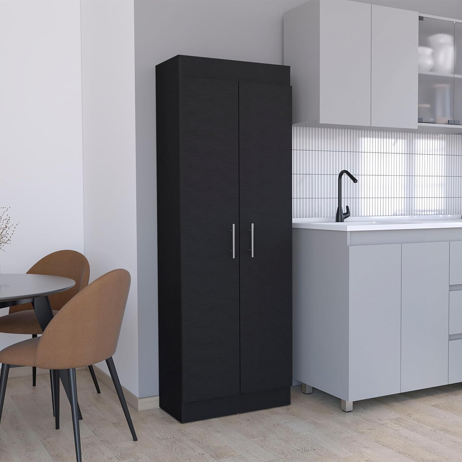 Tuhome Nepal Pantry Cabinet with Two-Door Vertical Storage, Five Spacious Interior Shelves, Easy-Access Handles, Space-Efficient Design for Organizing Groceries, Kitchenware and Everyday Essentials