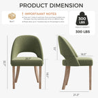 Wooden Dining Chairs Set of 4, Upholstered Modern Chenille Dining Room Chair Kitchen Chairs, Comfy Farmhouse Dinner Chair for Kitchen Dining Room, Green