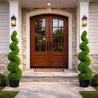 5ft Artificial Boxwood Spiral Tree Set (2 Pcs), Artificial Topiary For Outdoors With Weighted Pot, Outdoor Artificial Plants For Outdoor & Indoor Decoration, Boxwood Topiary, Artificial Outdoor Plants