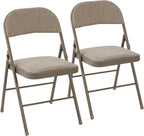 DUMOS 2 Pack Folding Chairs with Padded Cushion and Back - Fabric Stackable Portable Dining Chairs Set, for Home and Office, Conference, Wedding, Party, Patio, Garden, for Indoor Outdoor, Khaki