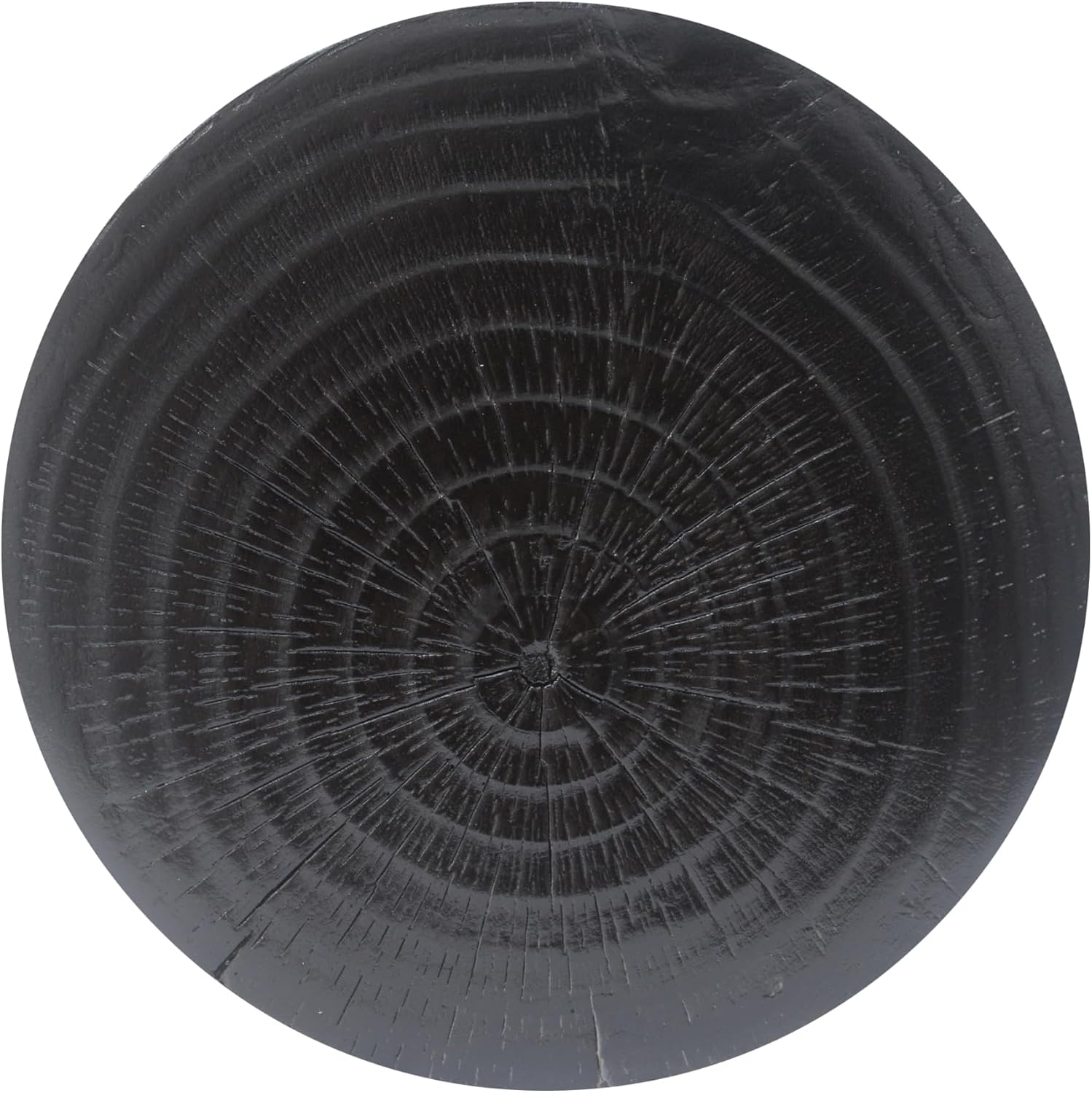 Matte Black Hollow Cutout Tree Stump Side Table, Faux Wood Organic Sculpture Accent Stool, Tapered Drum End Table for Living Room Entryway Wabi Sabi Modern Decor