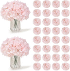 24PCS Light Pink Artificial Hydrangea Flowers with Stems, Silk Faux Hydrangea Heads for Baby Girl Shower & Nursery Decor