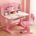 Kids Functional Desk and Chair Set, Study Desk with Chair, Height Adjustable Children School Desk with Storage Drawer for Boys Girls Pink