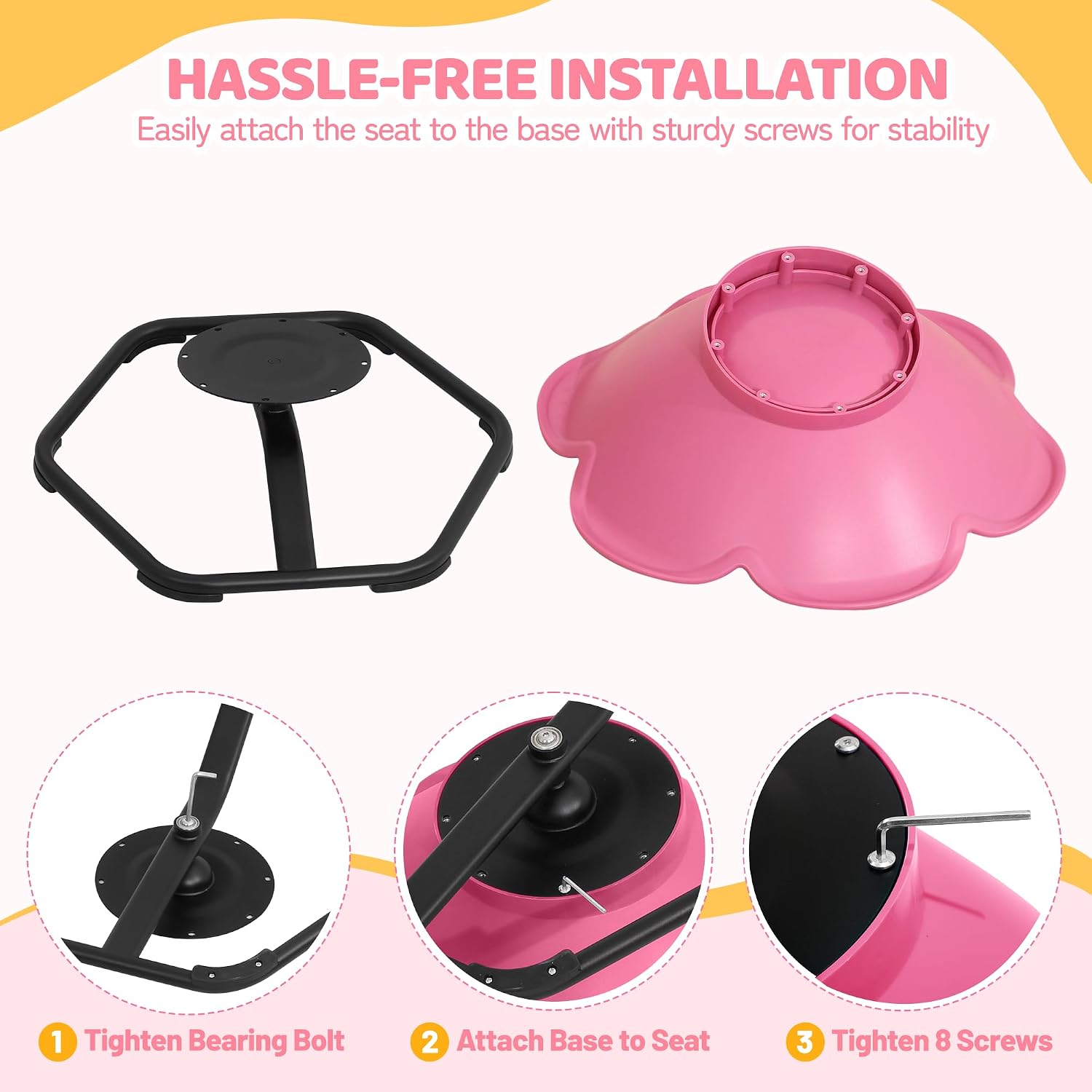 Spinning Chair for Autistic Kids, Flower-Shaped Sensory Spinning Chair for Balance & Coordination, Sit and Spin Sensory Chair, Autism Sensory Toys for Coordination Balance Focus (Pink)
