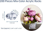 Pack of 200 Decorative Acrylic Crystal Gems, Multi-Color Ice Rocks, Reusable Acrylic Crushed ice Rocks for Home Décor