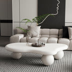 47" Cloud Coffee Table for Living Room Irregular Coffee Table Modern Low Coffee Tables Abstract Faux Stone Cute Center Table with 3 Ball Legs for Small Space Apartment