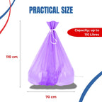 Bottari 60 Sacchi Immondizia 110L 70 x 110 cm with Laccetti di Chiusura, Viola, Raccolta Differenziata Secco, Sacchi per Spazzatura Resistenti e Riciclati, 6 Rotoli da 10 Pezzi
