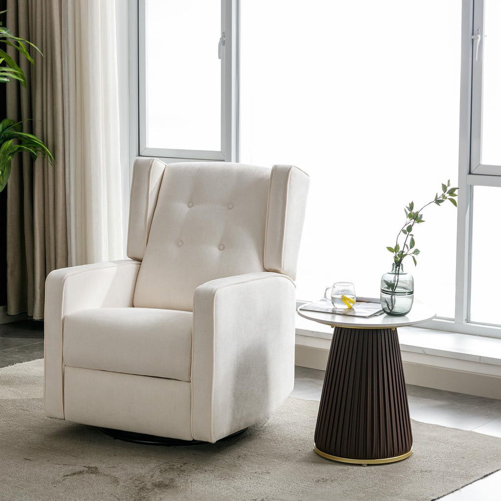 CANMOV Swivel Rocker Recliner Chair Set of 2, Nursery Glider Chair, Nursery Rocking Chairs, Manual Reclining Chair, White