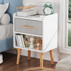White Nightstand with Drawer, Small Wood Bedside Table, Kids Nightstand | Mid Century Modern Nightstand, Small Bedside Table for Bedroom, Kids Room & Small Spaces.