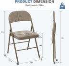 DUMOS 2 Pack Folding Chairs with Padded Cushion and Back - Fabric Stackable Portable Dining Chairs Set, for Home and Office, Conference, Wedding, Party, Patio, Garden, for Indoor Outdoor, Khaki