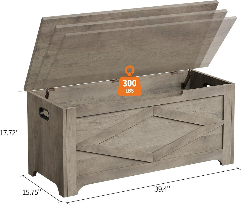 GAOMON Storage Chest, Wooden Storage Bench, Modern Style Lift-Top Shoes Bench with Safety Hinge for Entryway, Bedroom, Living Room, Supports 300 Lb and Easy Assembly