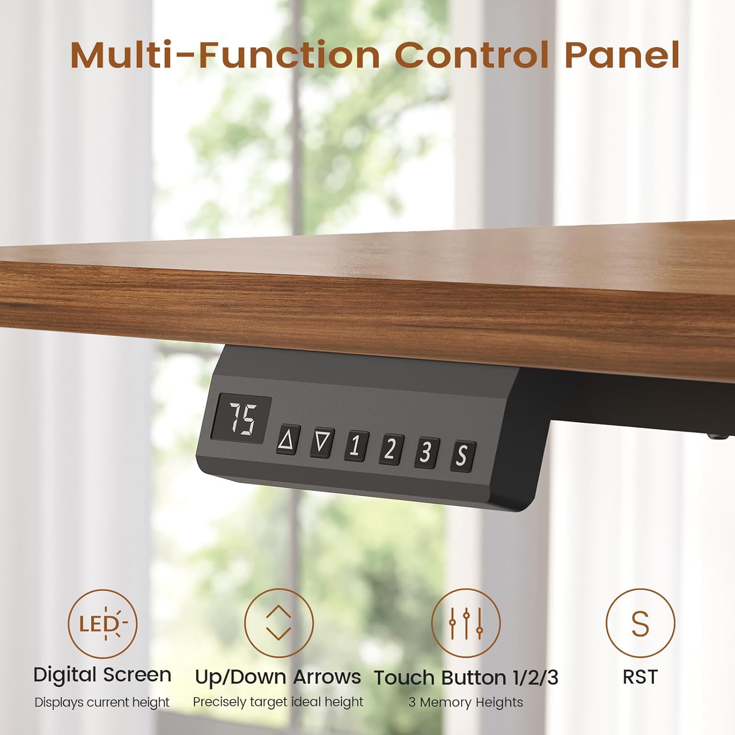 SEDETA L Shaped Electric Standing Desk with 6 Drawers, 66.9" x 57.1" Height Adjustable Stand Up Desk with Power Outlets, 3 Memory Heights, Sit Stand Computer Desk for Home Office, Black + Brown