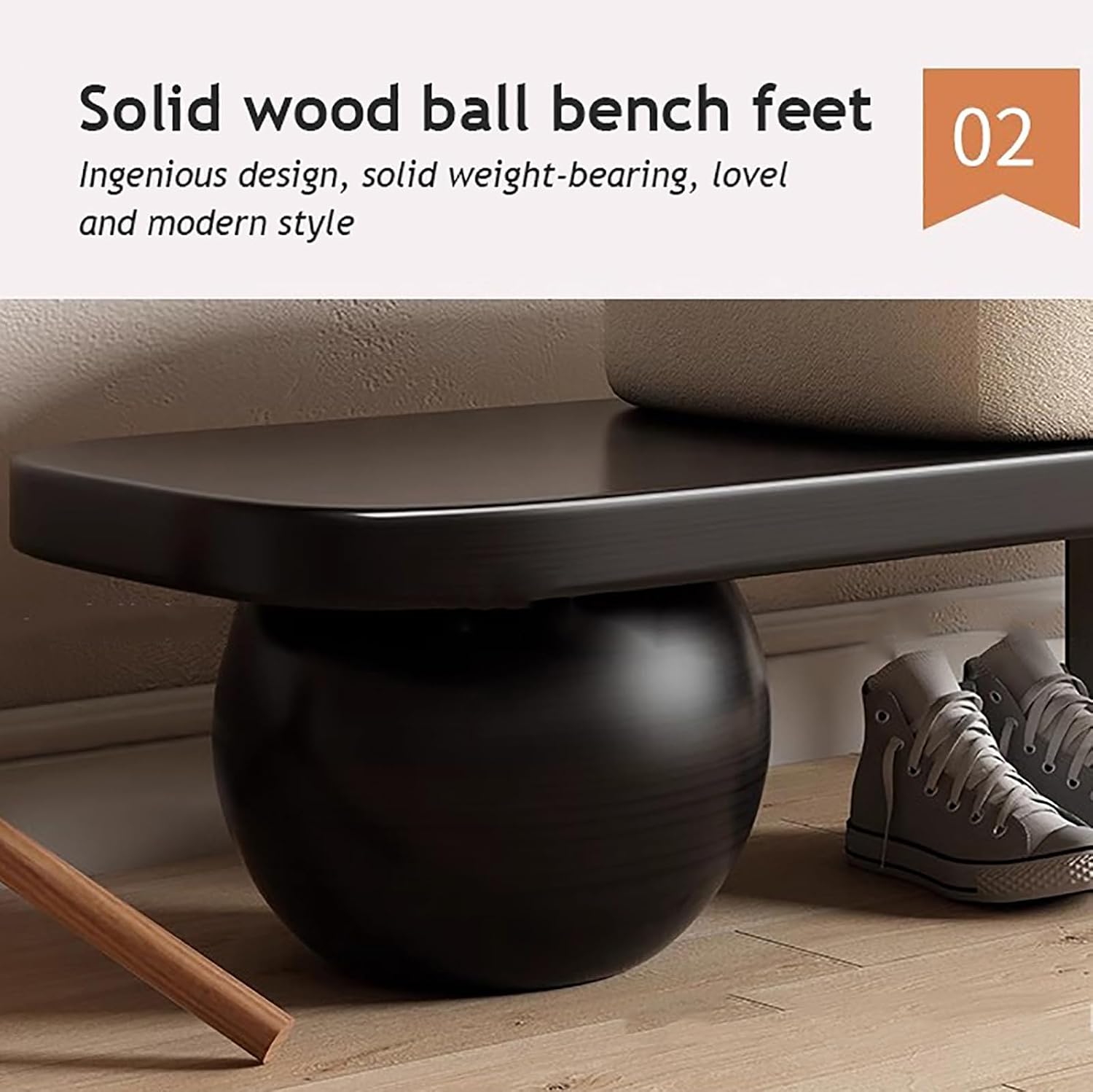 Wooden Bench with Metal Legs, Modern Upholstered Entryway Bench, Shoe Changing Bench for Living Room and Bedroom