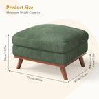 Vesgantti Large Ottoman for Modular Sofa, 29.5" Corduroy Pouf Ottoman with Spring Cushion, Rectangle Foot Rest for Couch, Entrance Footstool with Wood Legs, Footstool for Living Room, Bedroom, Green