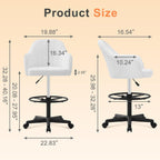 VECELO Drafting Chair with Height-Adjustable, Lumbar Support and Footrest, for Standing Desk Bedroom Vanity Office Living Computer Room, White